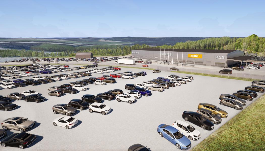 Den nya anläggningen omfattar cirka 3 000 kvadratmeter lokaler och totalt 37 000 kvadratmeter parkeringsyta, vilket innebär en fördubbling jämfört med nuvarande ytor i Åkersberga. Bild: KVD