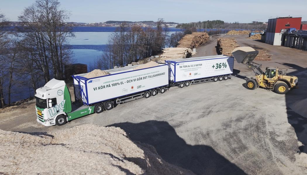 Stora Enso och LBC Frakt först ut att testa Scanias ellastbil på 94 ton. Foto: Scania