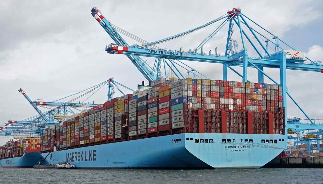 Containerfartyget Piet Sinke från Maasmond Maritiem i Marseilles hamn., Foto: Wikipedia Common Lic. Kredit:  MAERSK MC KINNEY MÖLLER & MARSEILLE MAERSK