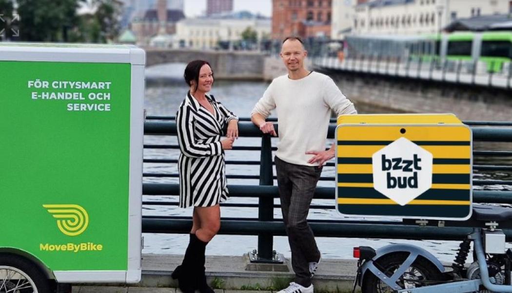 Vd för MoveByBike, Lisette Hallström, och Sven Wolf, vd för Bzzt. Foto: MoveByBike/Arkivbild