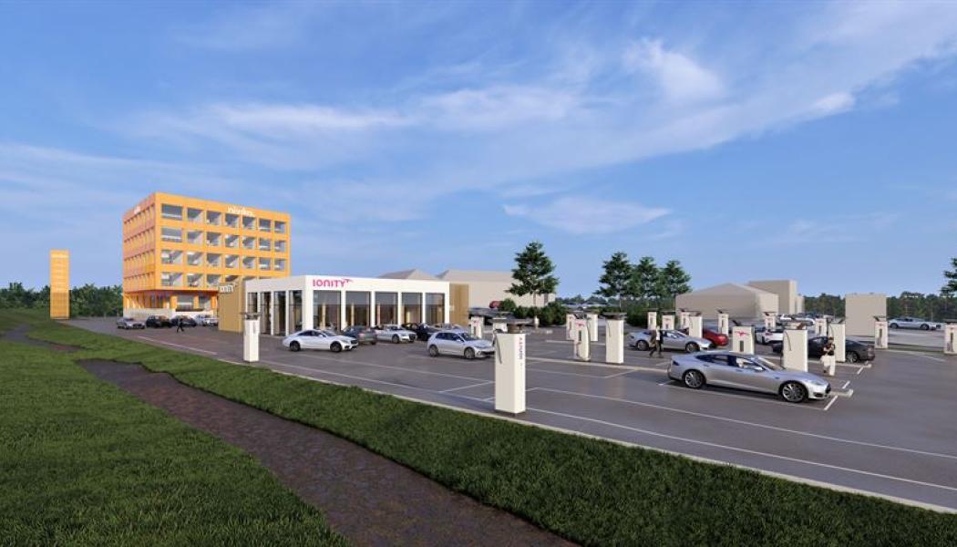  Laddningsstationen kommer initialt att utrustas med 16 snabbladdare för att byggas ut till full drift inom några år. Foto: Nivika