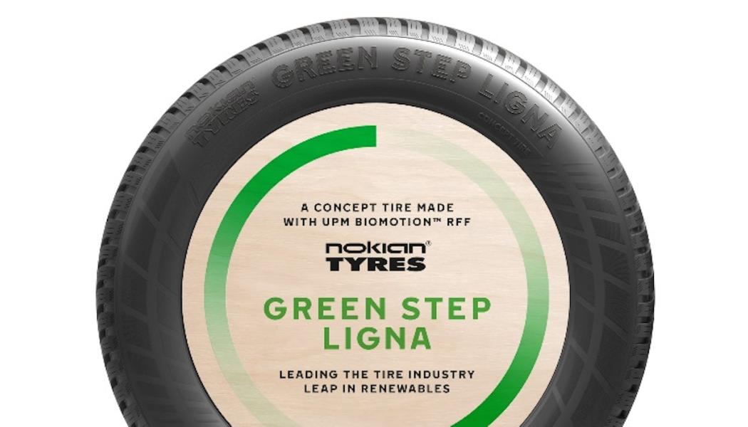 Nokian Tyres konceptdäck.Enligt en initial testserie från Nokian Tyres visar ersättning av dessa fyllmedel med UPM BioMotion™ RFF potential för mer hållbara däck. Nokian Tyres blir den första däcktillverkaren att integrera UPM:s förnybara fyllmedel i sitt konceptdäck. Foto: Nokian Tyres