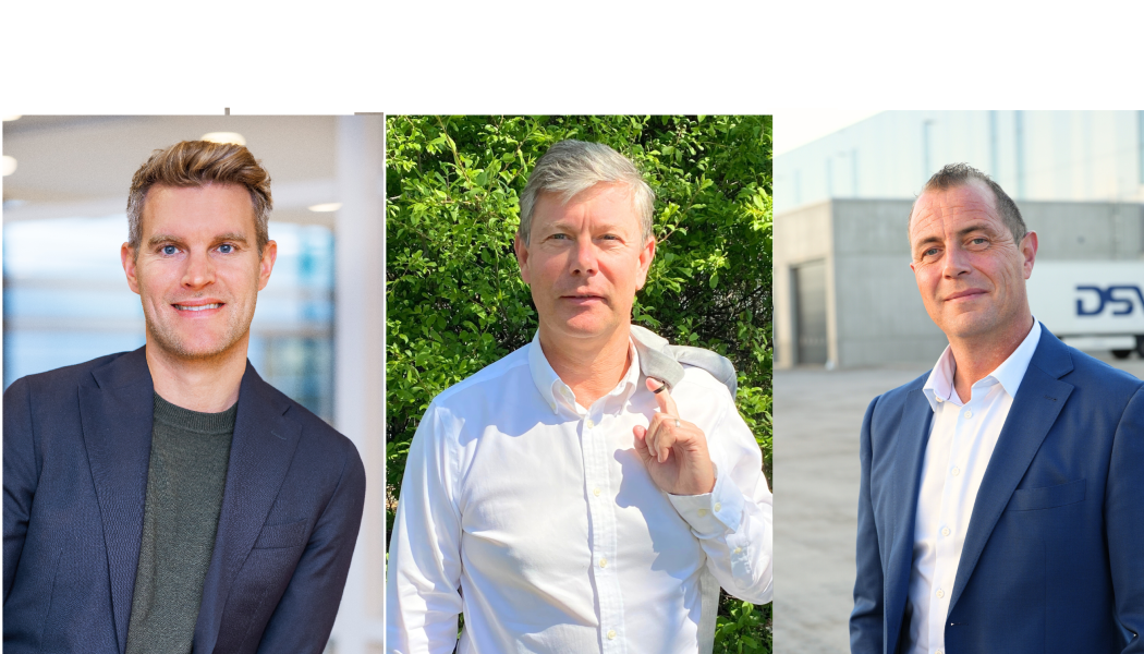 Martin Emil Larsen, VD DSV Air & Sea, Tomas Johansson, VD DSV Road och Ian Swinhoe, VD DSV Contract Logistics. Foto: DSV