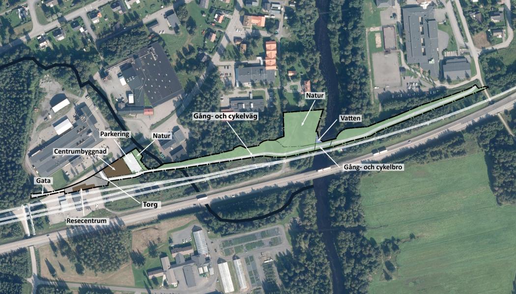 Illustration som redovisar planförslaget i sin helhet. Foto: Umeå kommun
