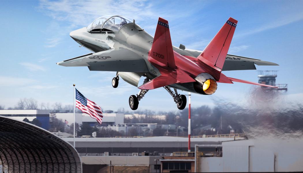 Ann-Kristin Adolfsson, strategichef på Saabs affärsområde Aeronautics och teknologie doktor Christopher Jouannet, Saabingenjör och projektledare för projektet.. Foto: SAAB