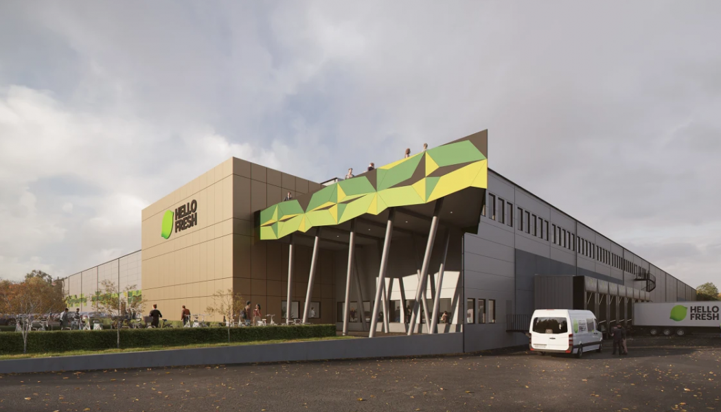 HelloFreshs anläggning blir drygt 27 000 kvadratmeter stor. Foto: JKAB Arkitekter