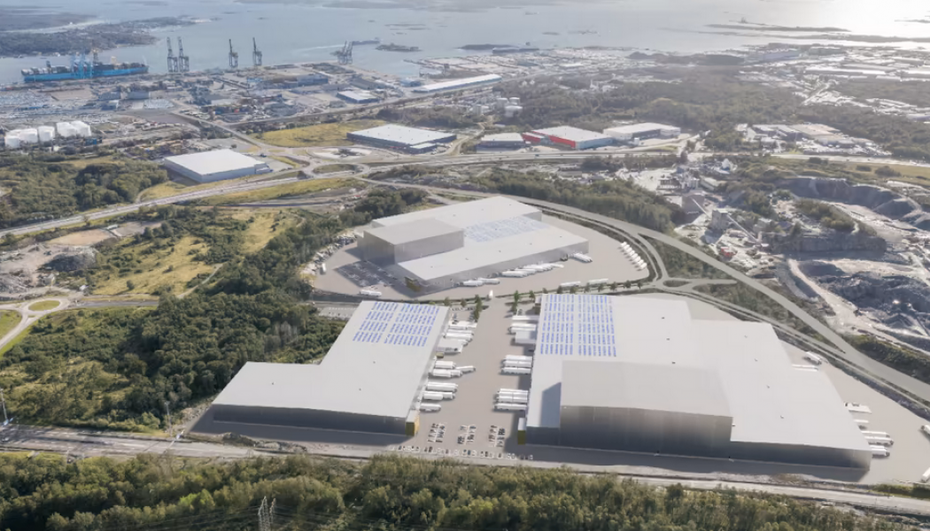 Halvorsäng Logistikparks första etapp startar under våren 2022. Visionsbild: Göteborgs Hamn/Castellum