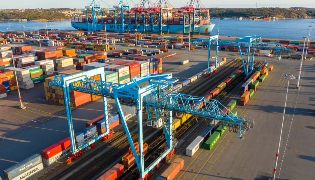 Godstågen från Umeå kommer att köras direkt in på APM Terminals containerterminal i Göteborgs hamn där godset snabbt kan lastas om till fartyg. Foto: Göteborgs Hamn 