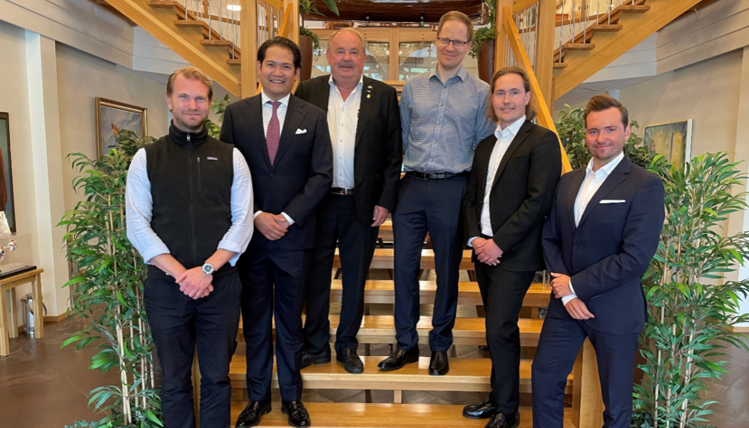 Från vänster: Anton Friling, BlackRock Real Asset, Thorsten Slytå, BlackRock Real Asset, Jan Persson Kilenkrysset, Andreas Lenander Kilenkrysset, Christoffer Bööj, Nordsten Development och Jonathan Bööj, Nordsten Development. Foto: Kilenkrysset 

