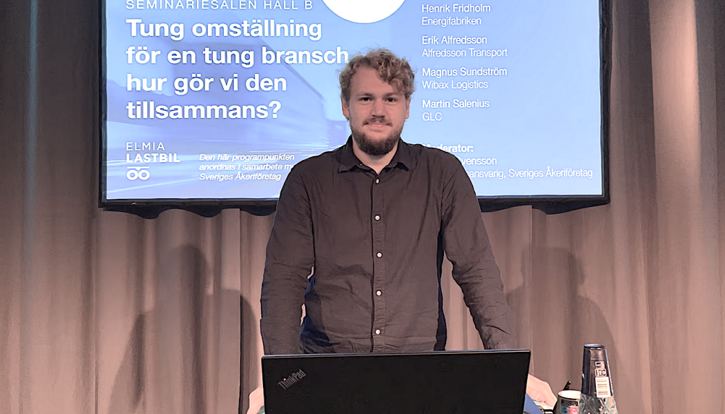 David Mowitz, expert e-mobility hos intresseorganisationen Powercircle, deltog i seminariepunkten seminariepunkten ”Framtidens elektrifierade transportsystem – hur kommer vi dit?” på Elmia Lastbil. Foto: Elmia