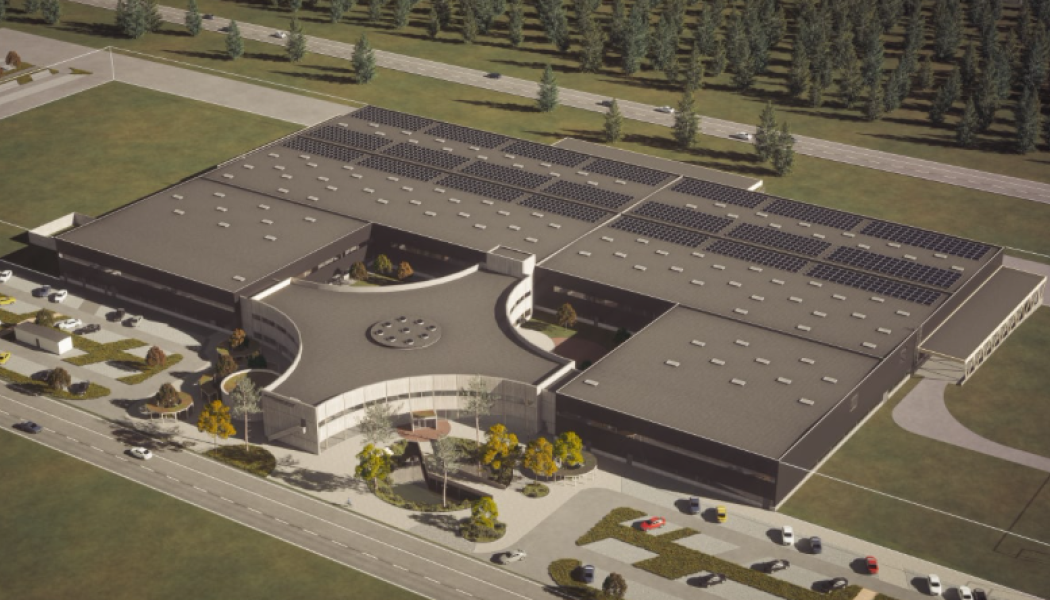 Översiktsbild nya anläggningen i Växjö. Bild: GBJ Bygg