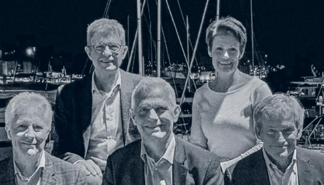 Övre raden: Terje Hundere och Elisabeth Nagy. Nedre: Mattias Sonnenfeld, Vidar Låte och Jan Söderberg. Foto: Söderbergföretagen