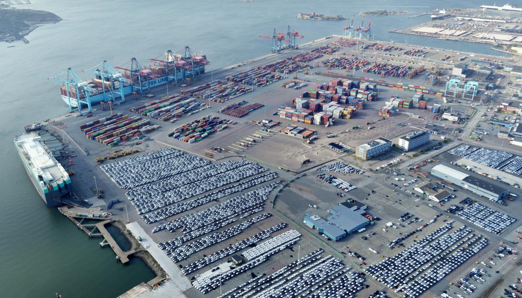 Bil- och containerterminalerna i Göteborgs hamn. Foto: Göteborgs Hamn