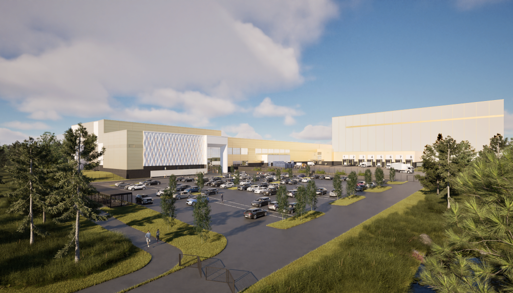 Visionbild av Oriolas nya distributionscenter i Järvenpää. Bild: Rejlers