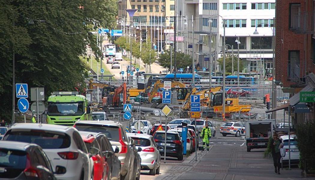 Västlänken, byggnation 2020 vid Korsvägen sett från Eklandagatan i Göteborg. Foto: Wikimedia Commons