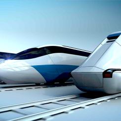 Tågdesign från konceptet Next-Generation Train (NGT). Från vänster till höger: NGT LINK pendeltåg, NGT HST höghastighetståg och NGT CARGO godståg. Bild: 1/6, Kredit: DLR