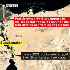 Johan Hallnäs/TT: Webbkarta som pekar ut var fartyget MV Glory gick på grund.