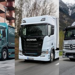 Eldrivna lastbilar från Volvo, Scania och Mercedes-Benz kommer till eComEpo i Stockholm i september. Foto: life