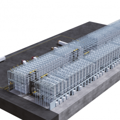 Lösningen hanterar containrar helt automatiskt i lagerbyggnader med höghyllor. Foto: Konecranes