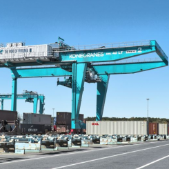 Port of Virginias har sju fjärrstyrda spårbundna Konecranes-portalkranar. Foto: Konecranes