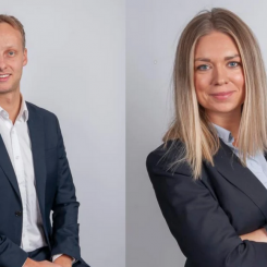 Karin Sjövall, hållbarhetschef, samt Olle Lignell som jobbar i förvaltningsteamet på NREP Logicenters. Foto: Smartvatten