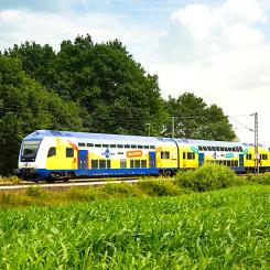 Ett av tågoperatören Metronoms regionala tåg. Företaget är DB:s största konkurrent på regionala linjer i norra Tyskland. Foto: Metronom