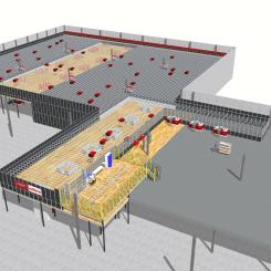 AutoStore-lösningen från Element Logic, med 65 000 lådors kapacitet och 150 robotar Bild: Element Logic