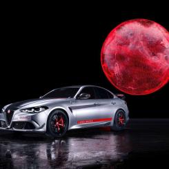 Alfa Romeo Giulia Quadrifoglio Luna Rossa visades tidigare även på Bryssels bilsalong. Foto: Stellantis Press Image