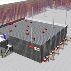 Robotsystemet har en kapacitet på 22 000 lådor och hanteras av 15 R5-robotar. Bild: Element Logic