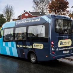 Från den 23 mars utökas testet med Buss on demand i Marks kommun. Fotograf: Eddie Löthman.
