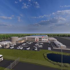 Terminalen i Skellefteå har plats för 10 paketbilar och har 33 portar för godstrafik. Foto: Schenker