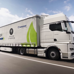 eTrailerns körstyrsystem fungerar oberoende, inget gränssnitt med dragfordonet krävs. Foto: DB Schenker
