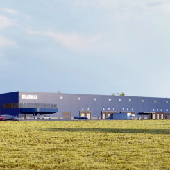 Eleikos nya logistikcenter  ligger i anslutning till det nuvarande huvudkontoret i Halmstad. Foto: Eleiko