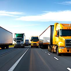 Illustration av långtradare på motorväg. Bild, Arkivbild