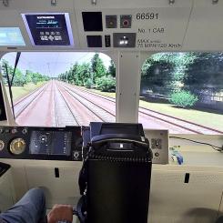 ERTMS-simulator vid Freightliners utbildningsanläggning i Ipswich, England. Foto: Kitmasterbloke/Wikimedia Commons/https://commons.wikimedia.org/wiki/File:Freightliner_66_591_ERTMS_Driving_simulator.jpg