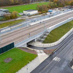 Klostergården station i Lund är en helt ny station som öppnas i samband med tidtabellskiftet Foto: Trafikverket