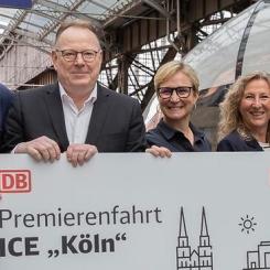 I samband med premiären döpte Deutsche Bahn ett av sina ICE 3neo-tåg till ”Köln” under en ceremoni vid Kölns centralstation. Foto: Deutsche Bahn