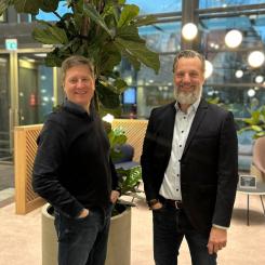 Juha Rissanen, VD för Wibax Logistics Oy och Tero Väyrynen, VD för Wibax Finland Oy. Foto: Wibax