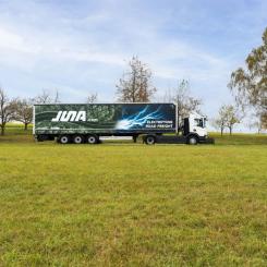 Scania och sennder Technologies GmbH har startat JUNA, ett joint venture-bolag för att bana väg för elektriska lösningar inom vägtransporter i hela Europa. Foto: Scania