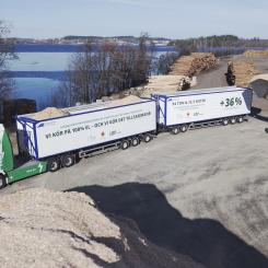 Stora Enso och LBC Frakt först ut att testa Scanias ellastbil på 94 ton. Foto: Scania