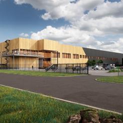 Byggnaden beräknas stå klar för inflyttning runt årsskiftet 2026/2027. Bild: SLP