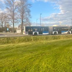 Biogasbuss i kollektivtrafik nära Marieberg i Örebro. Foto: stina Wickenberg