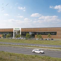 Anläggningen kommer att innehålla företagets huvudkontor liksom showroom, produktutveckling, testcenter, produktion och lager. Bild: Nordsten Development