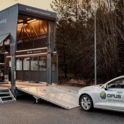 Opus Bilprovnings nya mobila besiktningsstation, som kommer att erbjuda besiktning i norra Sveriges inland och glesbygd. Foto: Opus Bilprovning)
