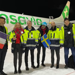 Invigningen genomfördes av Swedavia tillsammans med Luleå kommun, Transavia, Quartier Libre, Luleå Business Region och kommunalrådet Fredrik Hansson. Foto: Swedavia