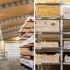 Perssons fördubblar plockkapaciteten med en ny plockjigg och 250 virkesfack. Foto: Perssons Träteknik