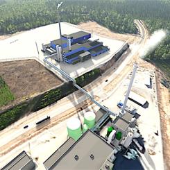 3D-modell av Nordic Ren-Gas-fabriken i Tammerfors. Bild: Nordic Ren-gas