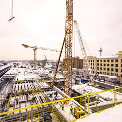 Stationsbygget i Riga framskrider. År 2024 kommer arbetet med stationens södra del att fortsätta. Foto: Rail Baltica