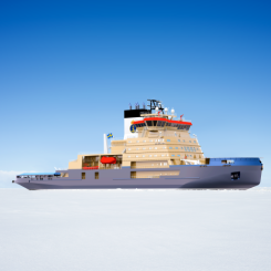 Sjöfartsverket har sex egna isbrytare: Ale, Atle, Frej, Ymer, Oden och Idun. Även Sjöfartsverkets arbetsfartyg Baltica och Scandica har isbrytarförmåga och ingår i isbrytningsverksamheten som hjälpisbrytare. Foto: Sjöfartsverket