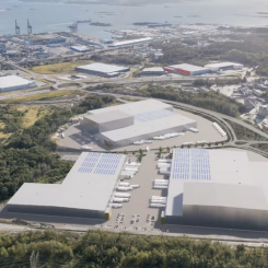 Halvorsäng Logistikparks första etapp startar under våren 2022. Visionsbild: Göteborgs Hamn/Castellum